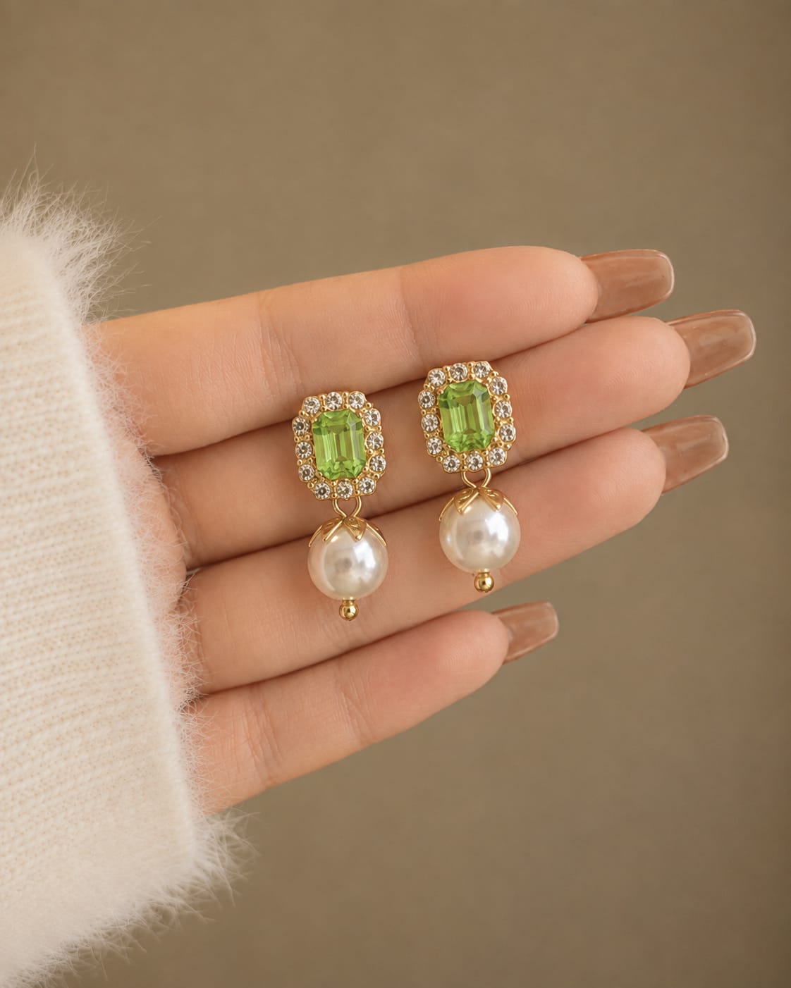 rhinestone crystal and faux-pearl drop earrings