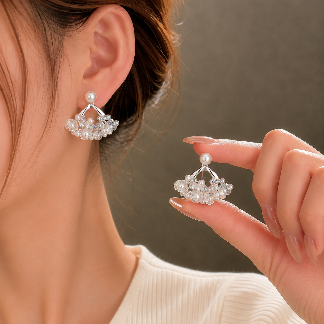 Korean Design Cute Silver & Golden Crystel Earring