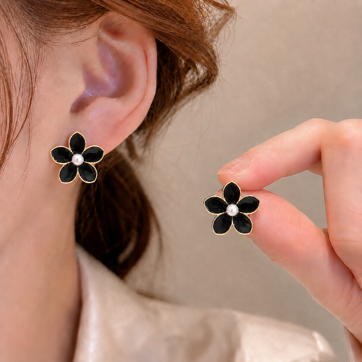 Korean flower design earrings for women
