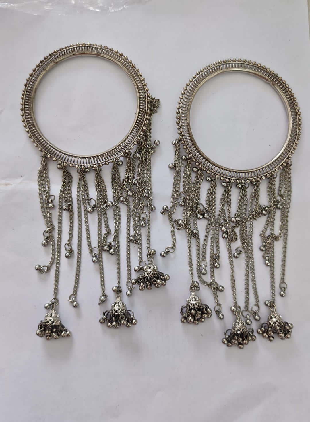 Traditional Oxidised Jhumka Hanging Chain Bangles