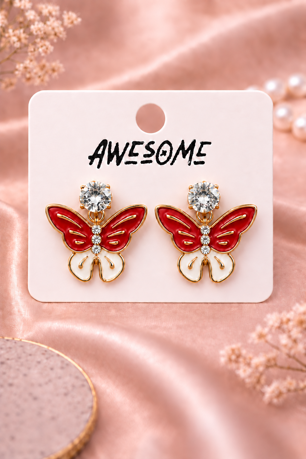 Korean Crystal Butterfly Drop Earrings