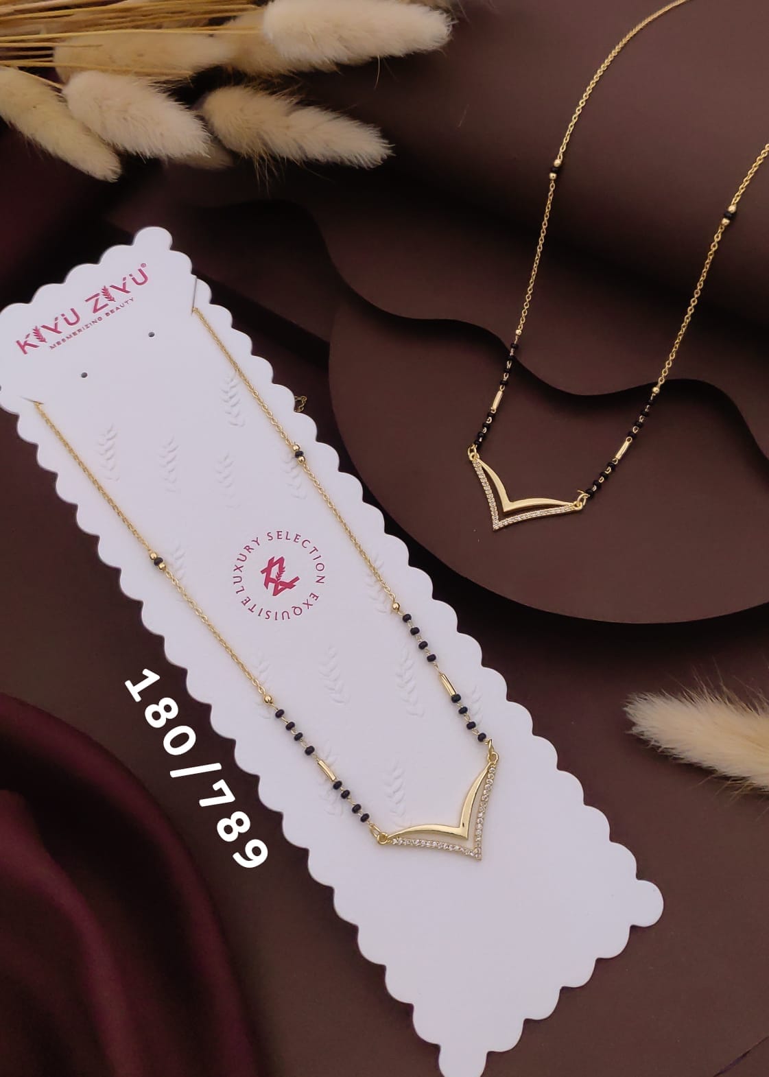 V-shaped geometric design mangalsutra only pendant anti tarnished