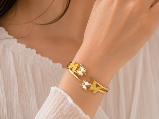 Anti tarnish butterfly bracelet