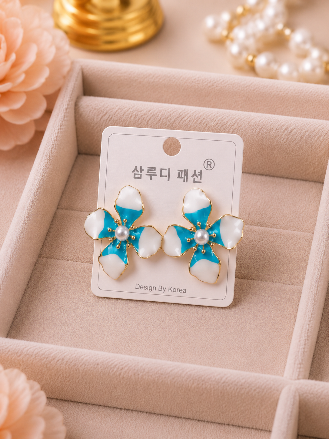 Korean Design Coloring Flower Earring