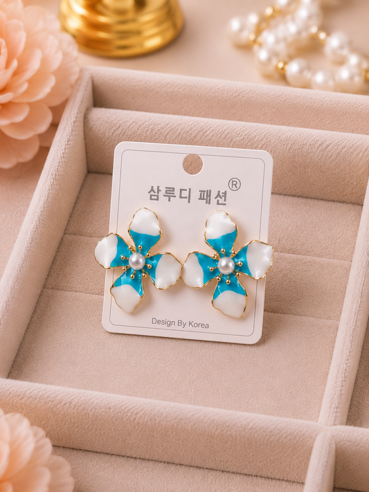 Korean Design Coloring Flower Earring