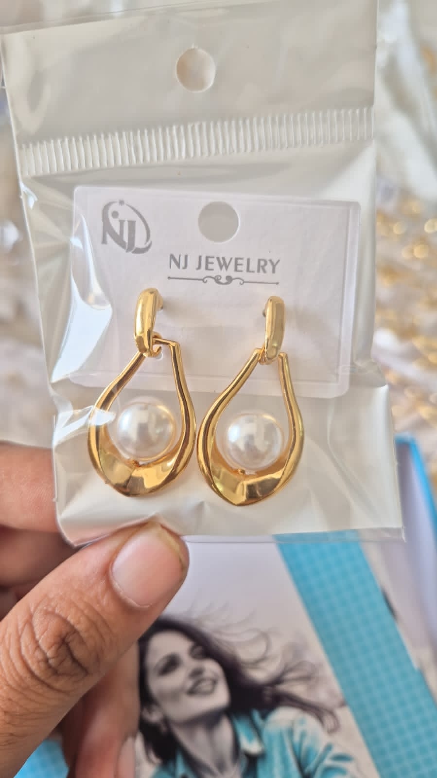 Anti-Tarnish Pearl Teardrop Earrings