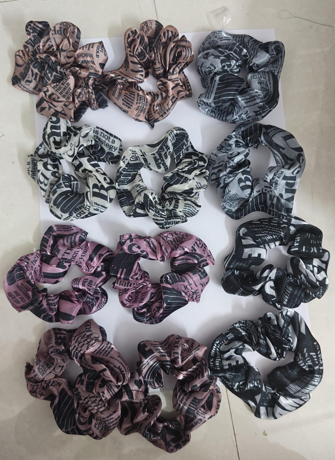 Set of 12 pcs black hair scrunchies