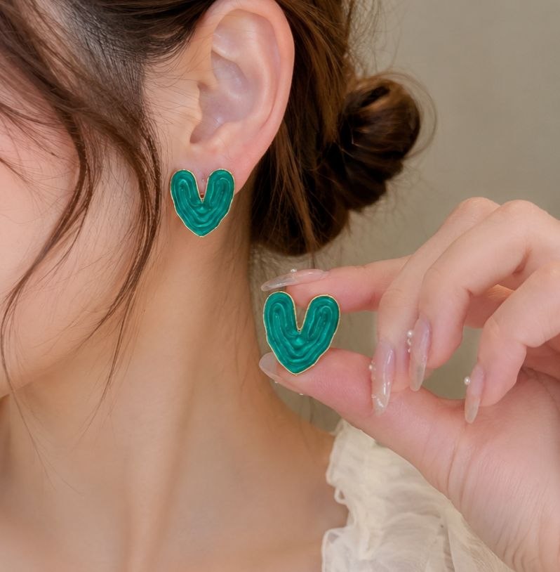 Korean Colored Heart Earring