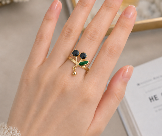 Cherry Blossom Leaf Adjustable Ring