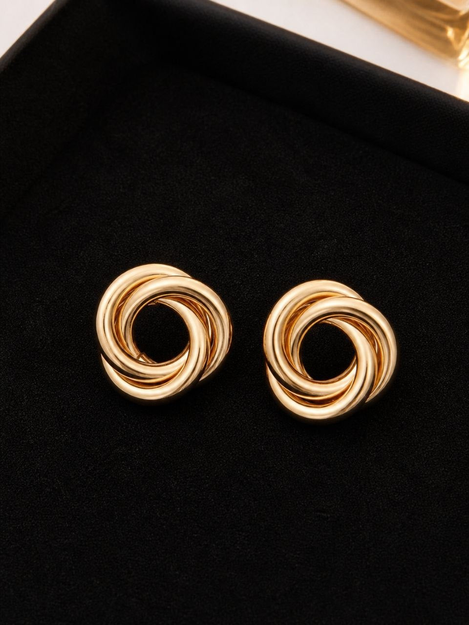 Korean Golden Multi-Layer Circle Stud Earrings for Women