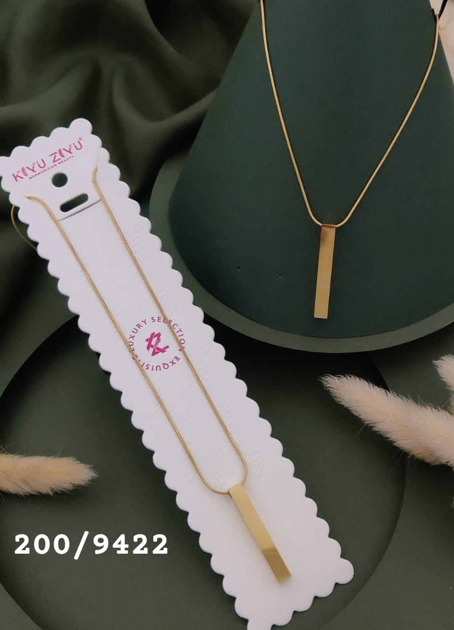Anti Tarnish Sleek Bar Pendant Necklace