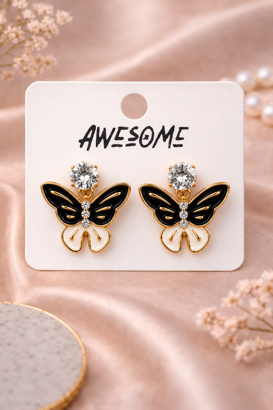Korean Crystal Butterfly Drop Earrings