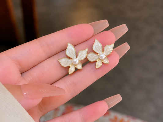 Korean flower design earrings for women