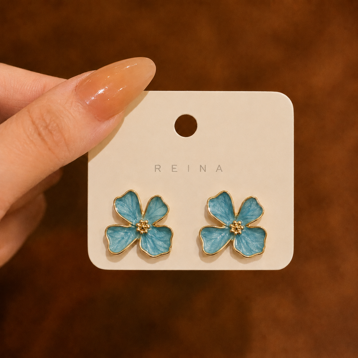 Korean flower design earrings for women