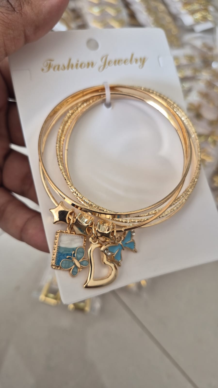 Set of 5 pcs golden plated Multilayer regular size bracelet with charms