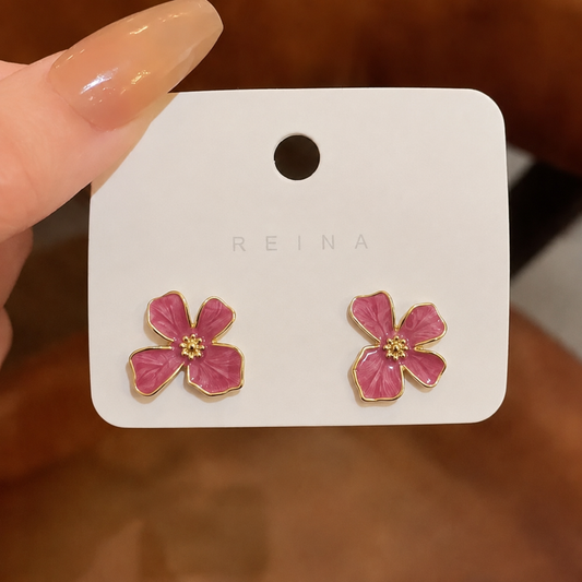 Korean flower design earrings for women