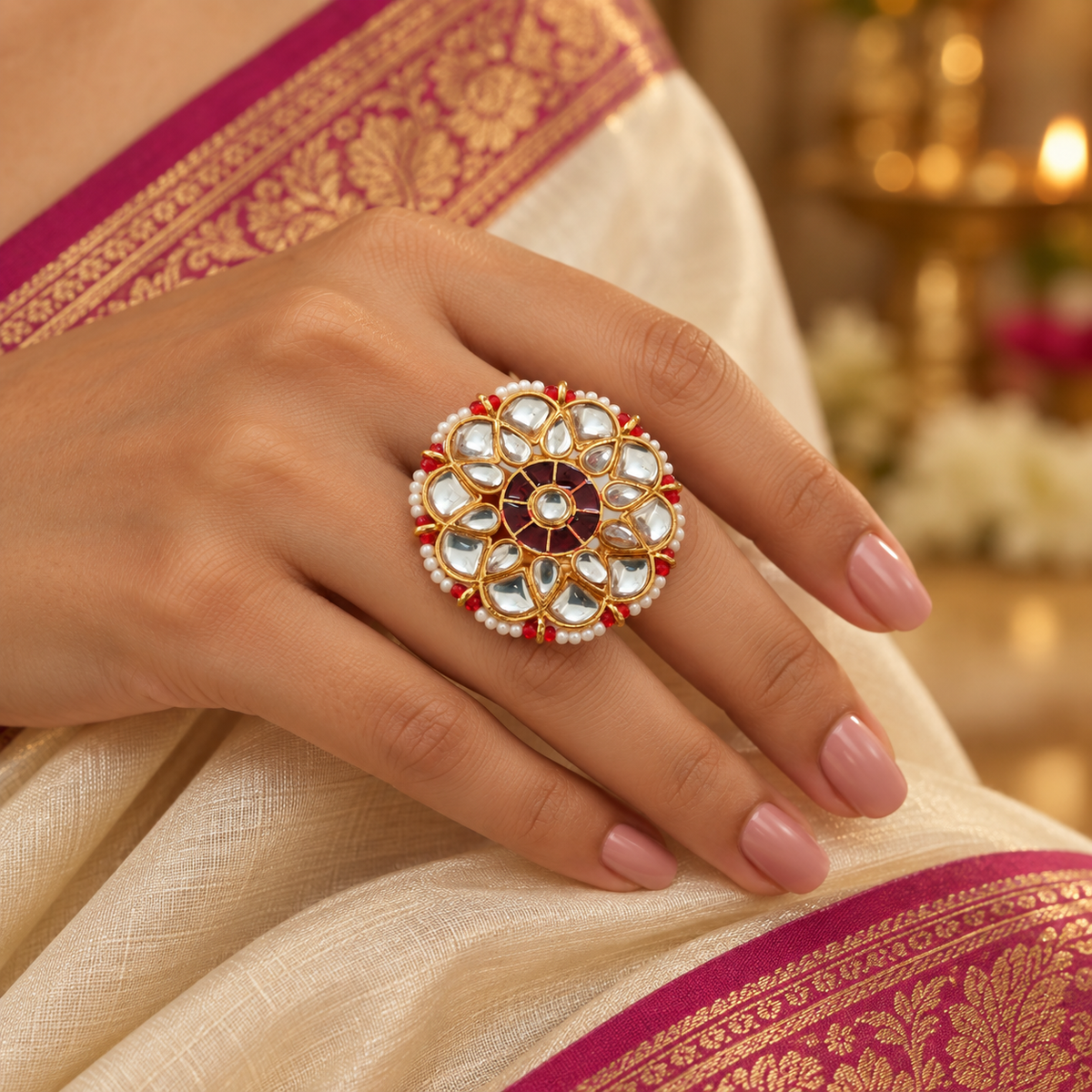 Traditional kundan ring