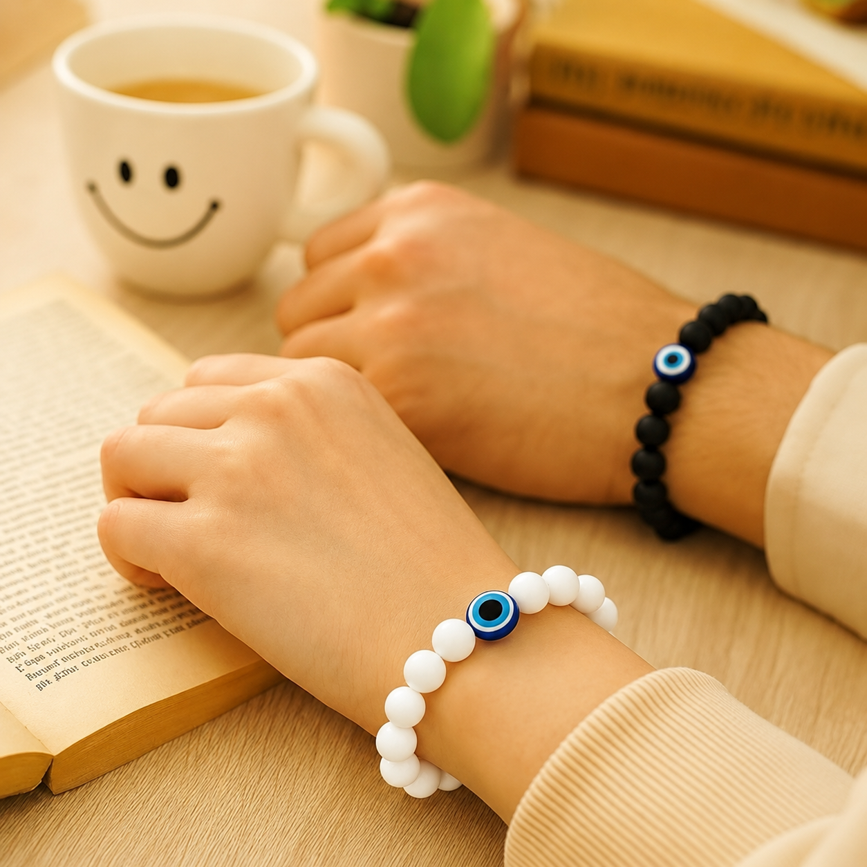 Evil eye  elastic couple bracelet