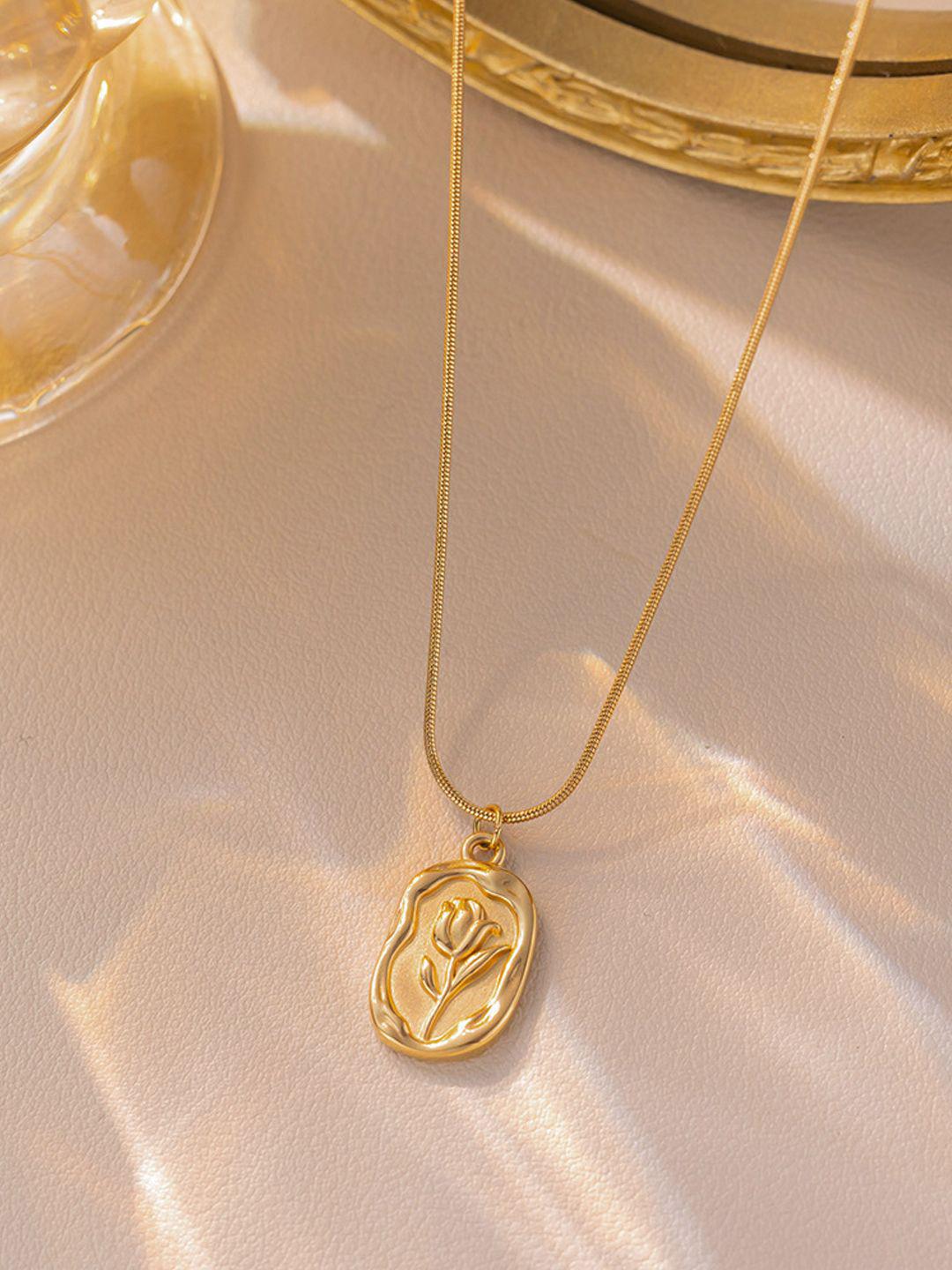 Anti tarnished Gold Plated Rose Floral Pendant for Women