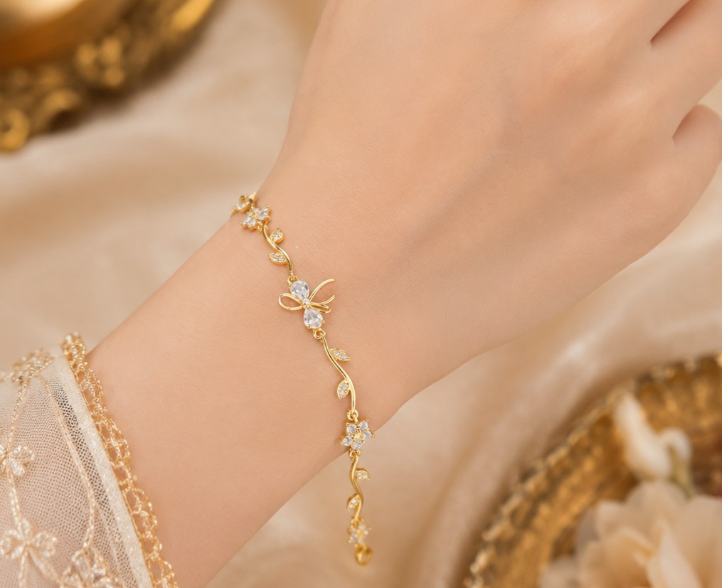 Bow tulip anti tarnished chain bracelet